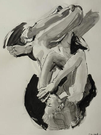 10 min figure drawing, india ink (may 2025)
