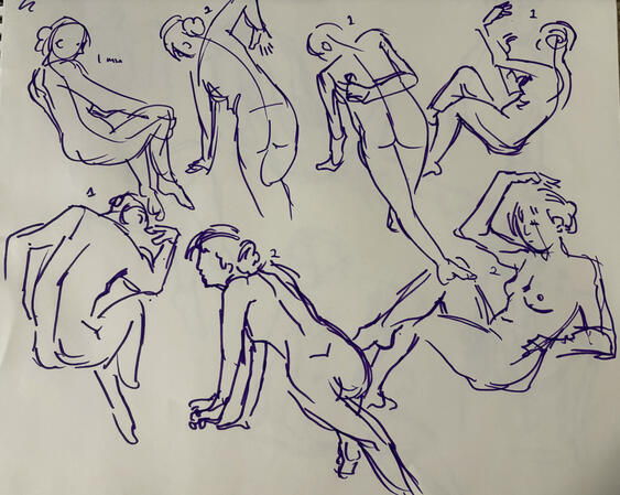 Gestural Drawings, Paper and Marker, August 2026